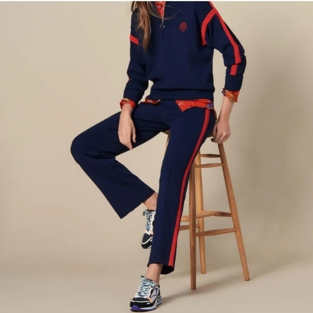 The Cause Collection Navy Red High Waist Pants 6